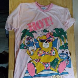 Vintage Hot Stuff Bear On Beach Ringer T-Shirt